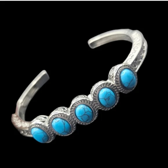 Blue Howlite Cuff Bracelet - Picture 2 of 6